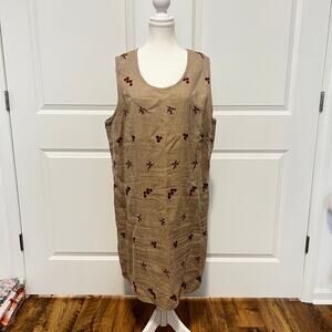 Coldwater Creek 100% Linen Shift Dress XL Beige